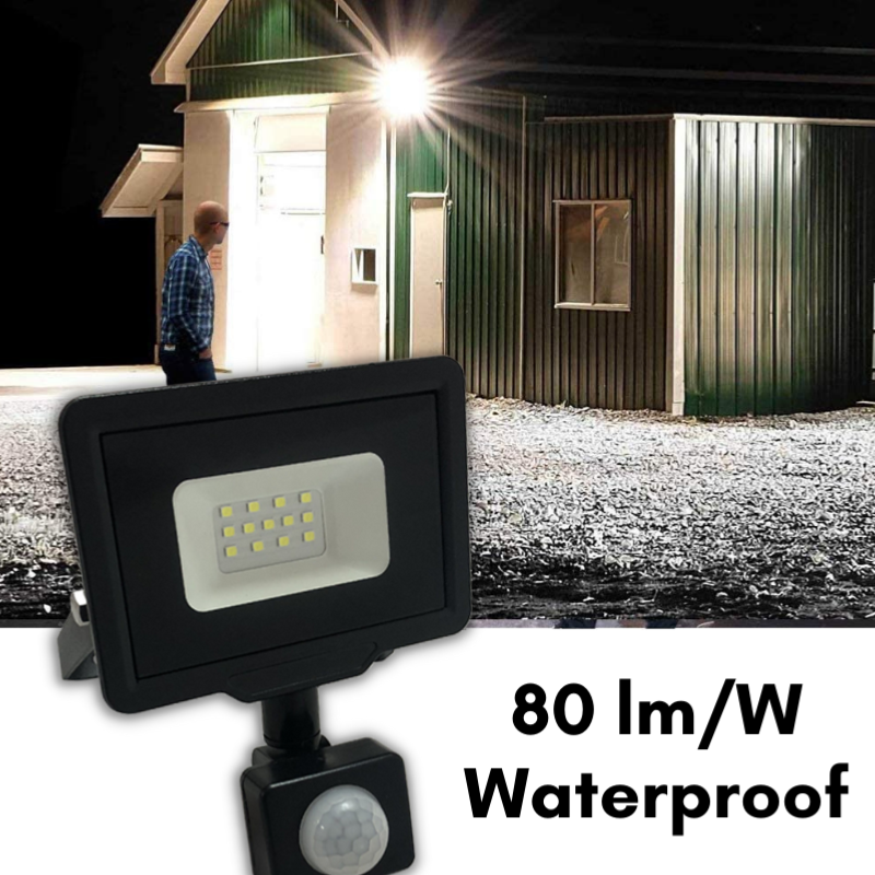 Projecteur LED 10W IP65 Noir avec Détecteur de Mouvement