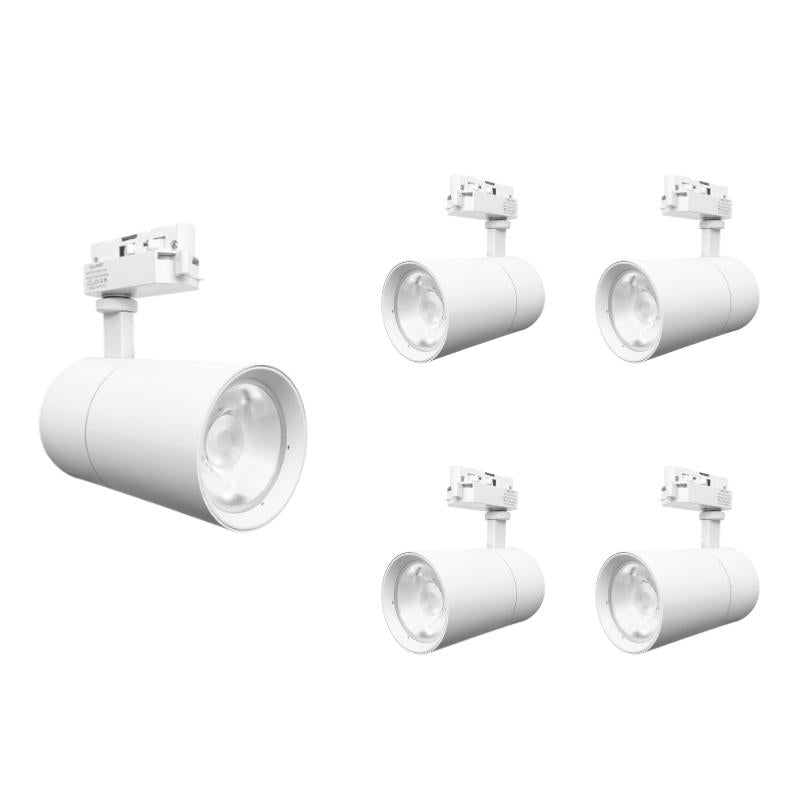 Spot LED sur Rail 30W 80° Compact Monophasé BLANC (Pack de 5)