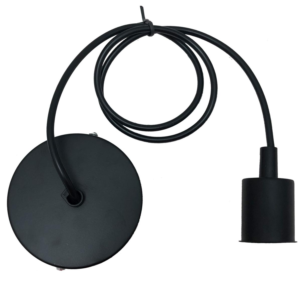 Suspension Ampoule E27 en Noir Mat Cylindrique