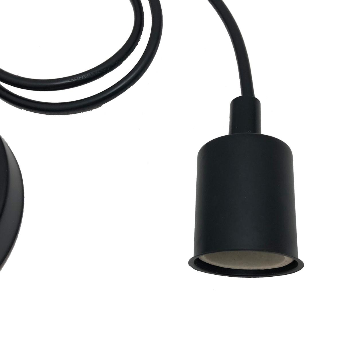 Suspension Ampoule E27 en Noir Mat Cylindrique