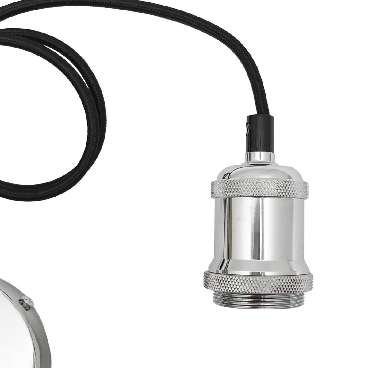 Suspension luminaire Ampoule E27 Argent Chromé Cloche