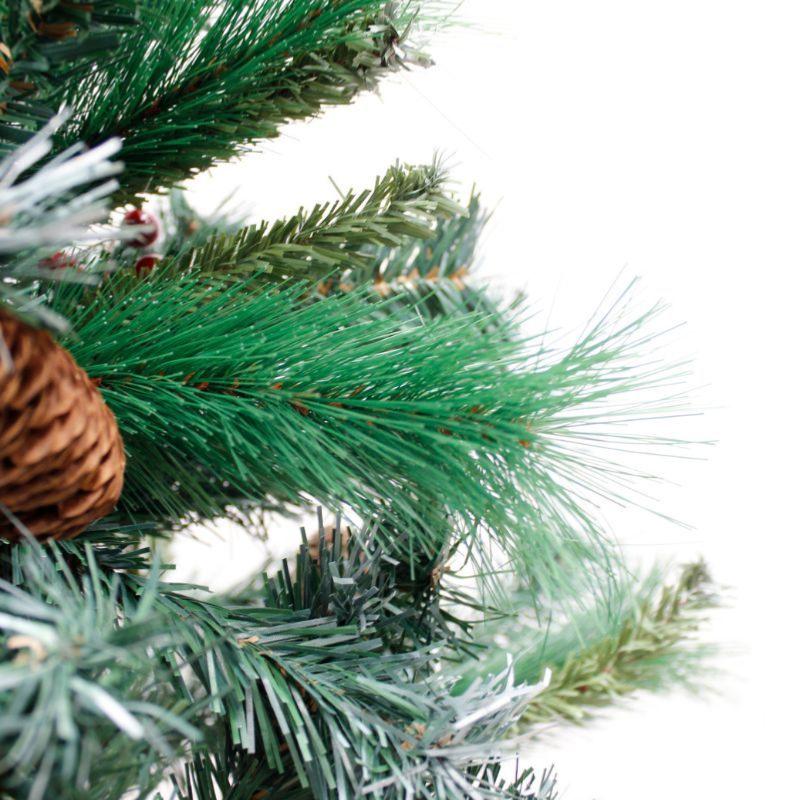 Sapin Artificiel Luxe Vert 150cm avec 330 têtes avec Pins et Fruits Rouges