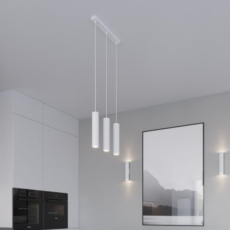 Suspension 3 Lampes Blanc pour Ampoules GU10