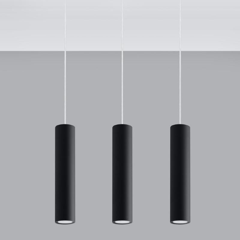 Suspension 3 Lampes Noir pour Ampoules GU10