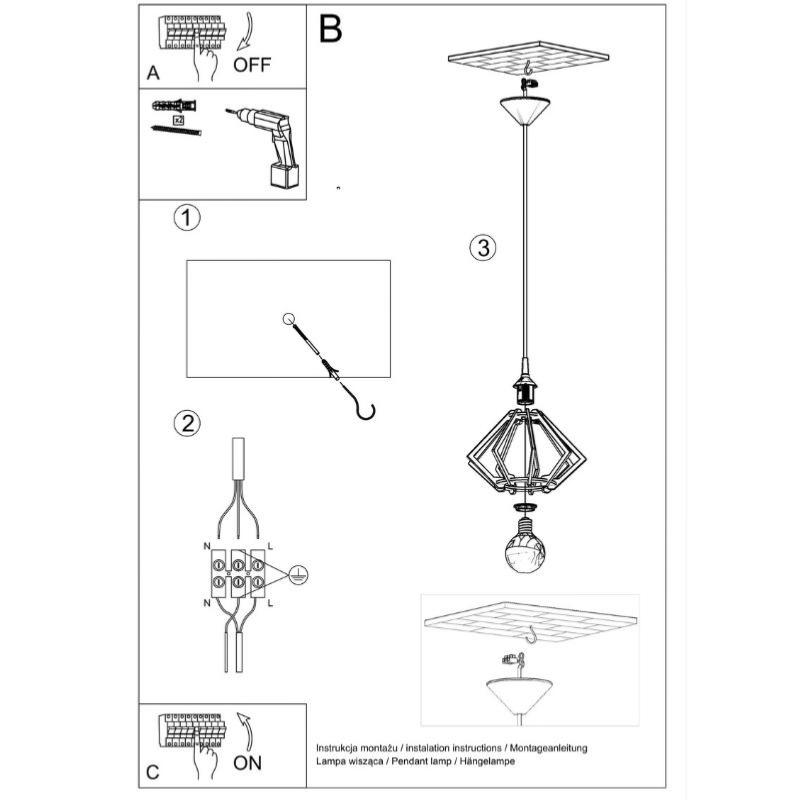 Suspension Bois Prisme pour Ampoule E27