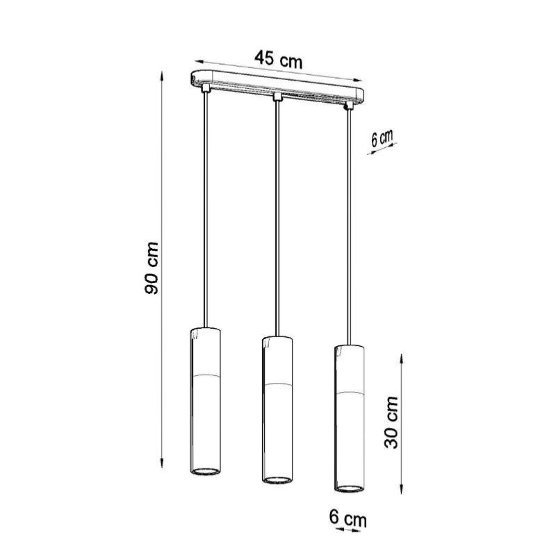 Suspension 3 Lampes Bois Blanc pour Ampoules GU10