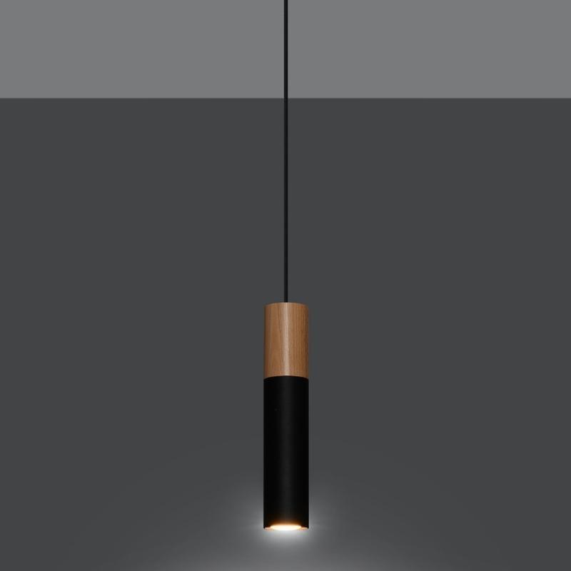 Suspension Lampe Bois Noir pour Ampoule GU10