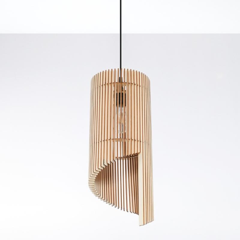 Suspension Bois Géométrique Design pour Ampoule E27