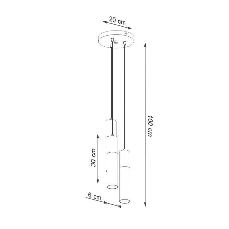 Suspension Design 3 Lampes Bois Noir Élégant pour Ampoules GU10