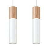 Suspension 2 Lampes Bois Blanc pour Ampoules GU10