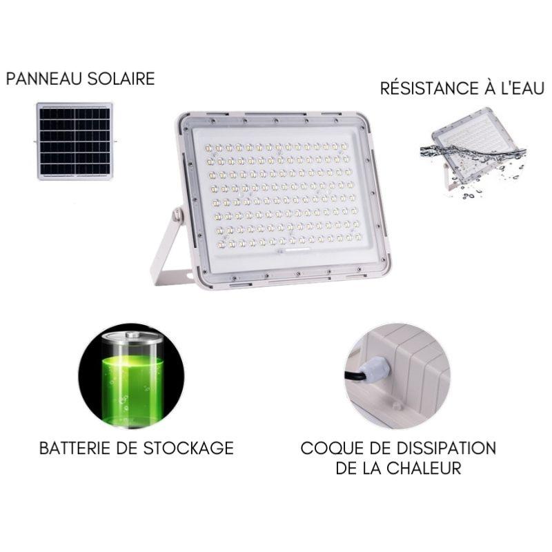 Projecteur Solaire LED 20W IP65 (Panneau Solaire + Télécommande Inclus)