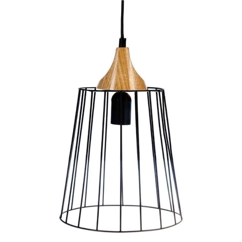 Suspension Design Filaire Noir 23cm pour Ampoule E27