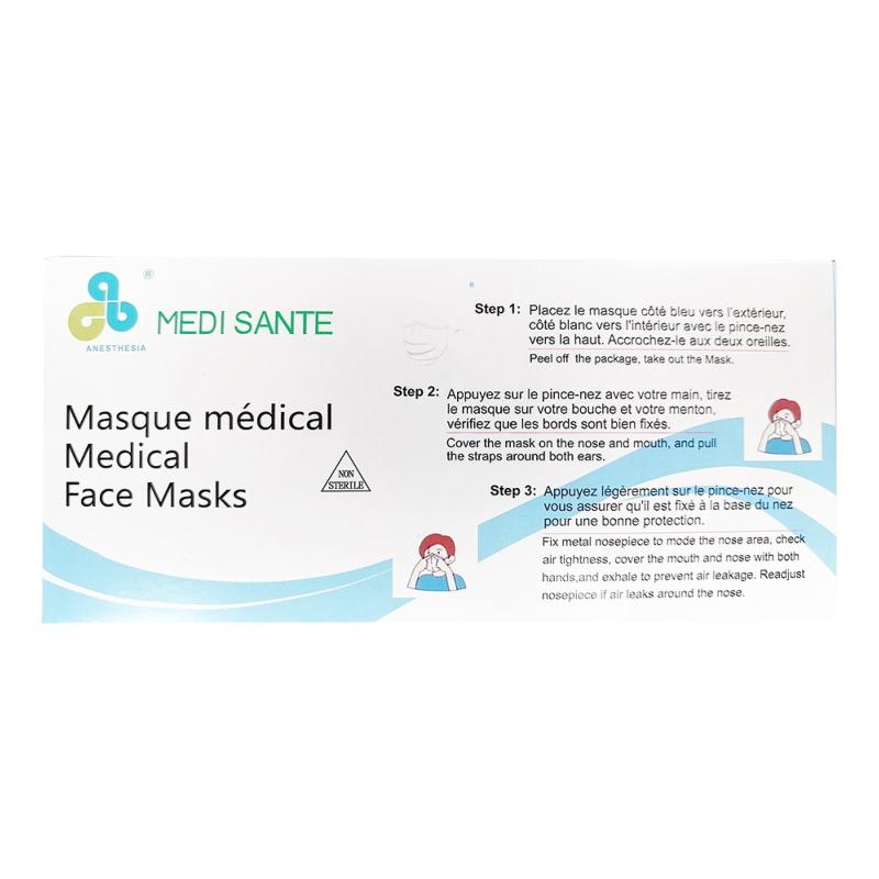 Masques Médicaux CE - Bleus 3 Plis jetables - Boîte de 50