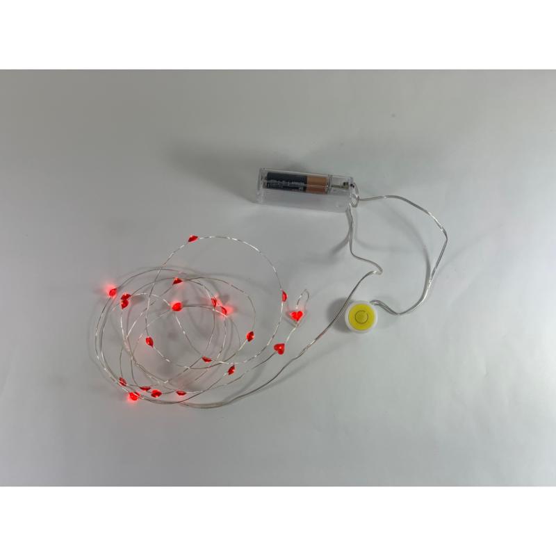 Guirlande LED à Pile Coeur 1M90 IP20 20 LED - Rouge