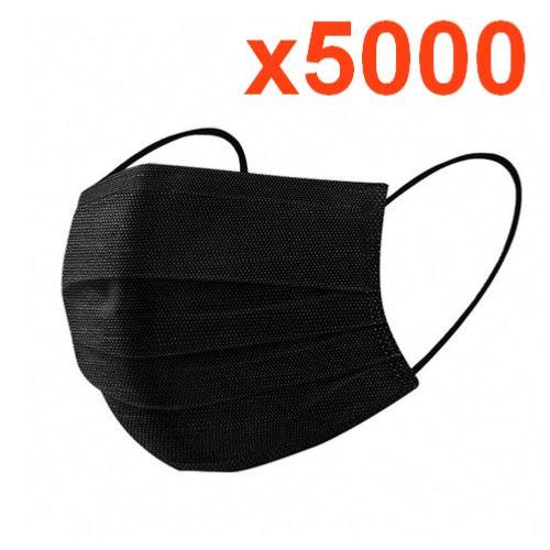 Masques chirurgicaux Noirs Jetables Type II BFE > 98% - Boîte de 5000