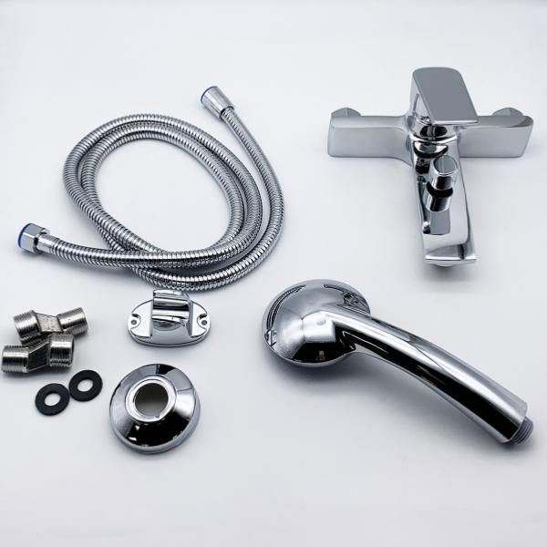 Robinet Mitigeur de Baignoire Inox Carré + Pomme de Douche