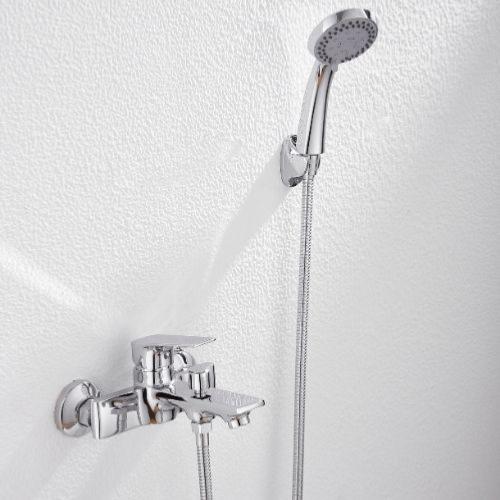 Robinet Mitigeur de Baignoire Inox Carré + Pomme de Douche