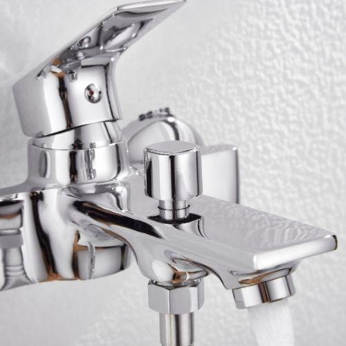 Robinet Mitigeur de Baignoire Inox Carré + Pomme de Douche