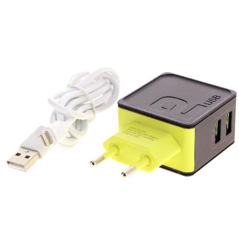 Adaptateur Secteur Universel 2 Ports USB 2.4A + Câble iPhone - Silamp France