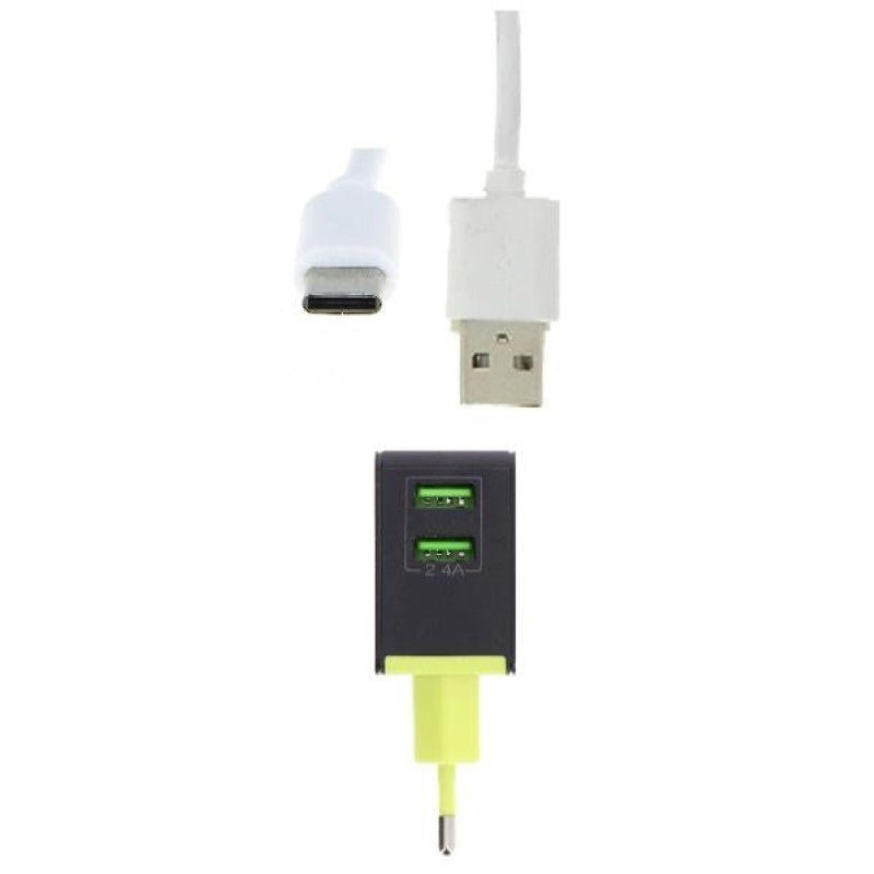 Adaptateur Secteur Universel 2 Ports USB 2.4A + Câble Type C - Silamp France