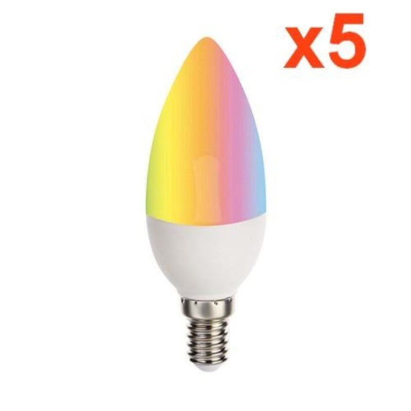 Ampoule LED Connectée WiFi E14 5.5W RGBW C37 (Pack de 5) - Silamp France