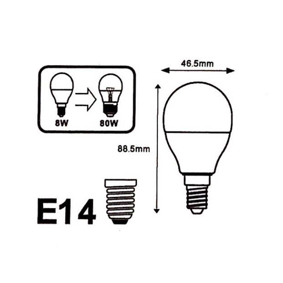 Ampoule LED E14 8W 220V G45 300° (Pack de 10) - Silamp France