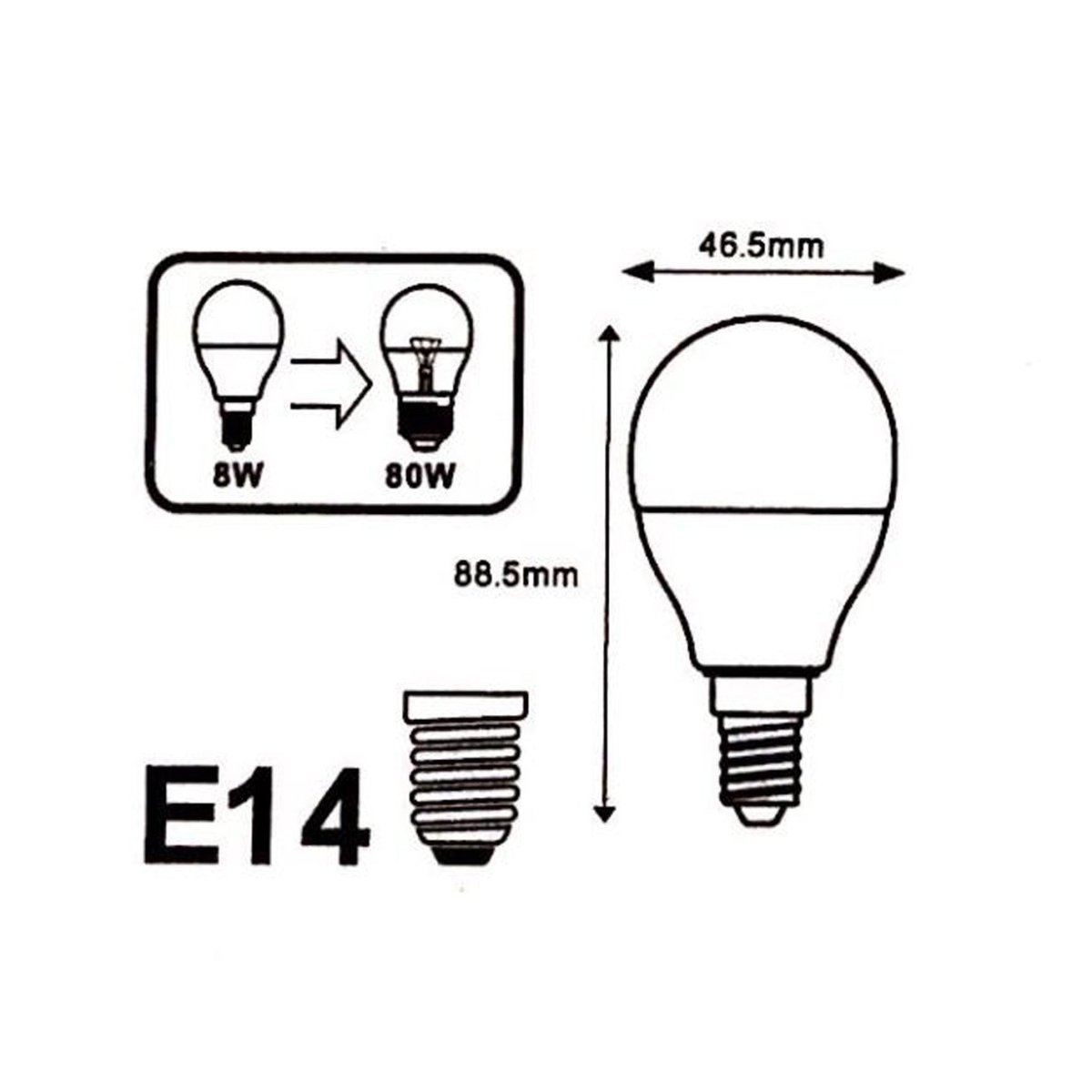 Ampoule LED E14 8W 220V G45 300° (Pack de 5) - Silamp France