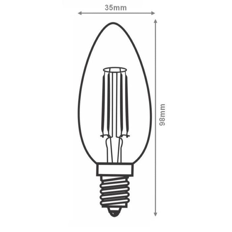 Ampoule LED E14 Filament 4W C35 Bougie - Silamp France