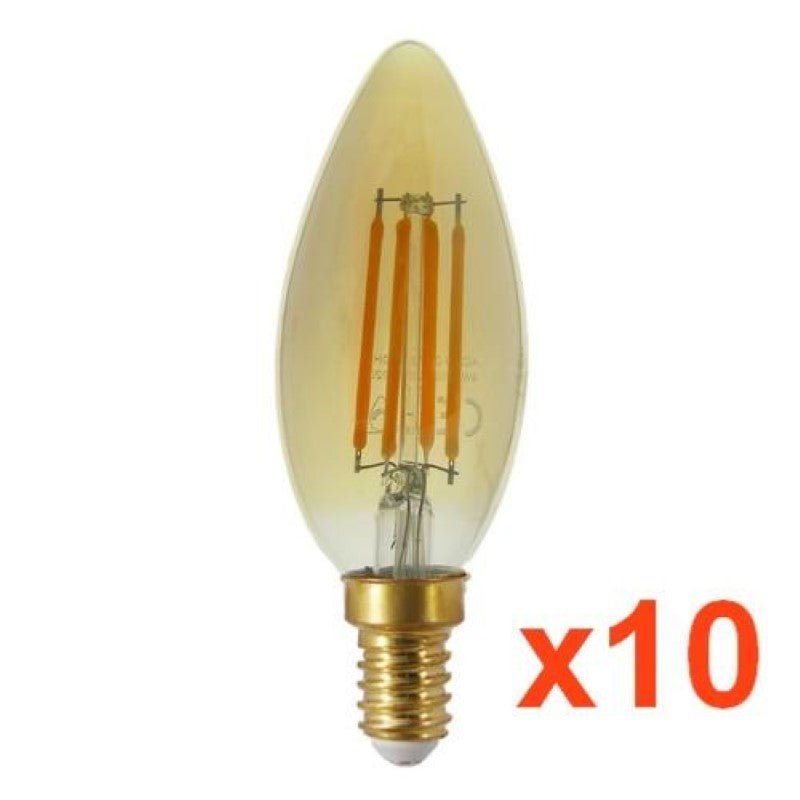 Ampoule LED E14 Filament Dimmable 4W C35 Bougie (Pack de 10) - Silamp France