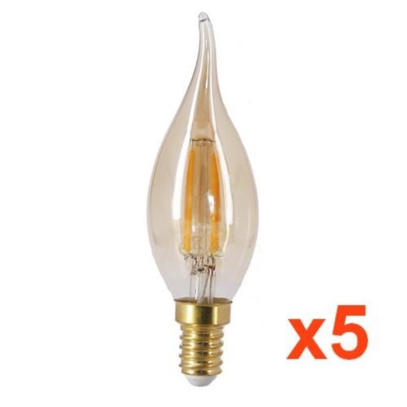 Ampoule LED E14 Filament Dimmable 4W C35 Flamme (Pack de 5) - Silamp France