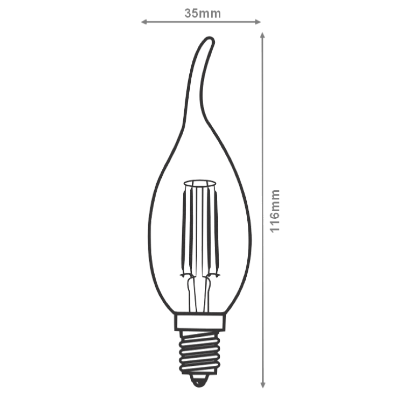 Ampoule LED E14 Filament Dimmable 4W C35 Flamme (Pack de 5) - Silamp France