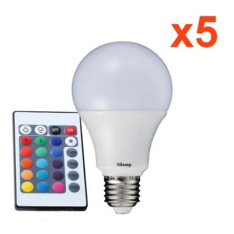 Ampoule LED E27 5W 220V RGB (Pack de 5) - Silamp France