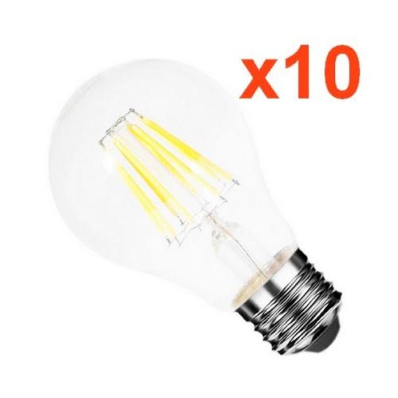 Ampoule LED E27 Filament 6W 220V COB 360° (Pack de 10) - Silamp France