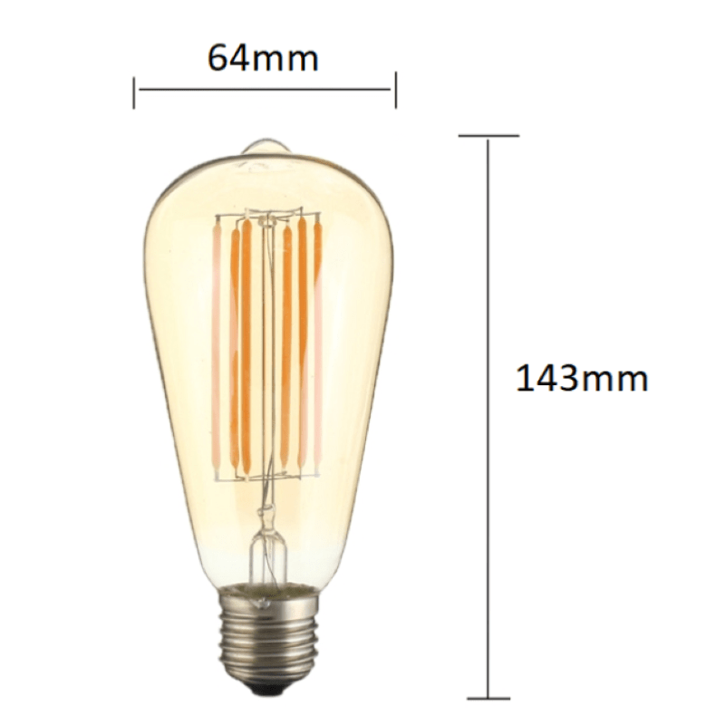 Ampoule LED E27 Filament 6W 220V COB ST64 360° - Silamp France