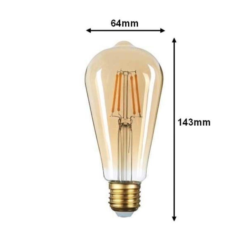 Ampoule LED E27 Filament 6W ST64 Edison - Silamp France