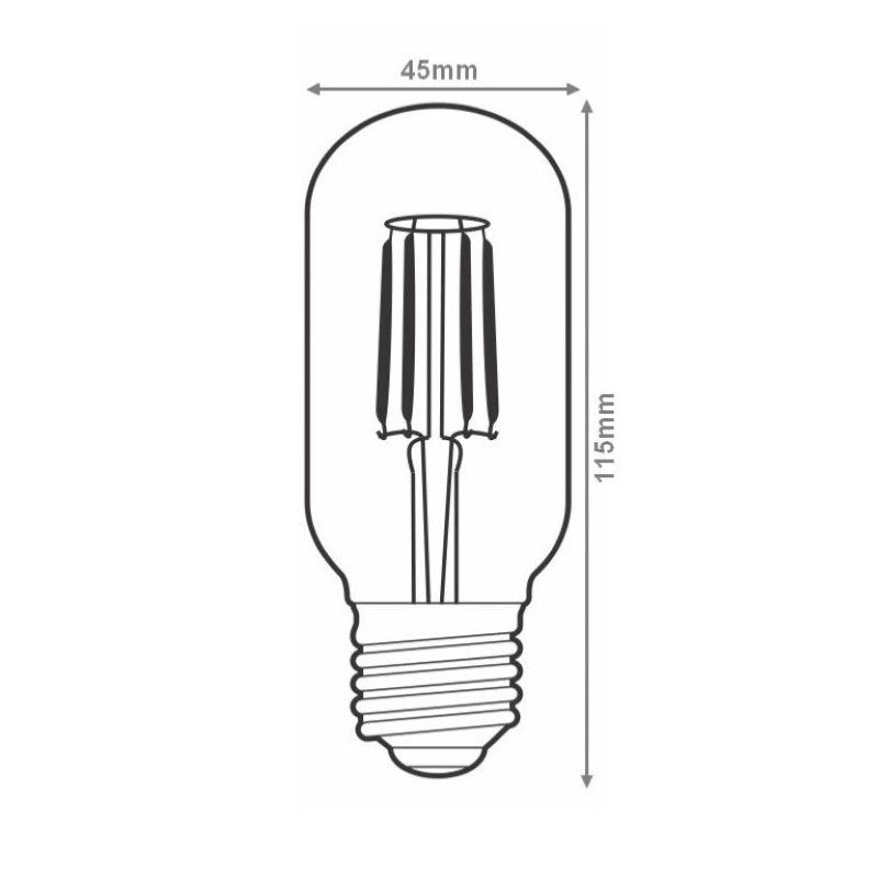 Ampoule LED E27 Filament Dimmable 4W T45 Tube - linéaire - Silamp France