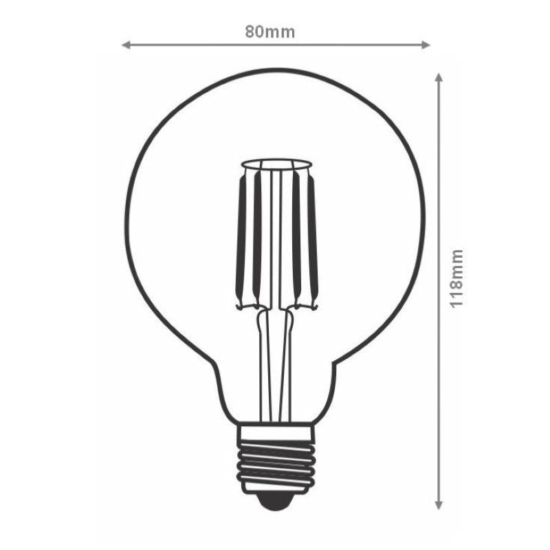 Ampoule LED E27 Filament Dimmable 6W G80 Globe - Silamp France