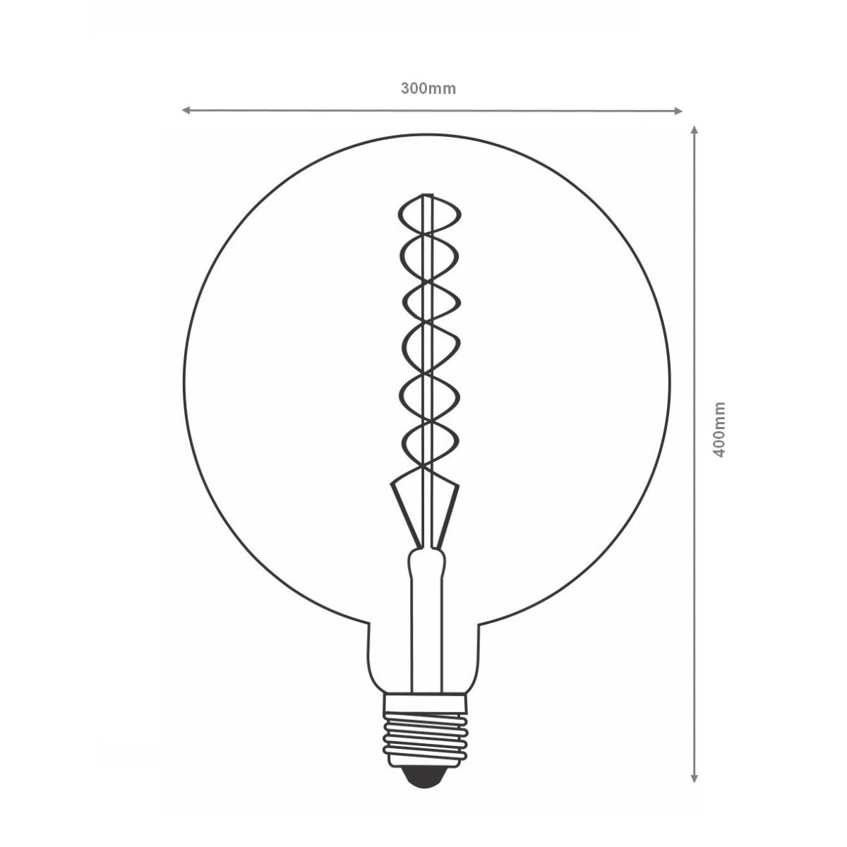 Ampoule LED E27 Filament Dimmable 8W G300 Globe XXL SMOKE - Silamp France