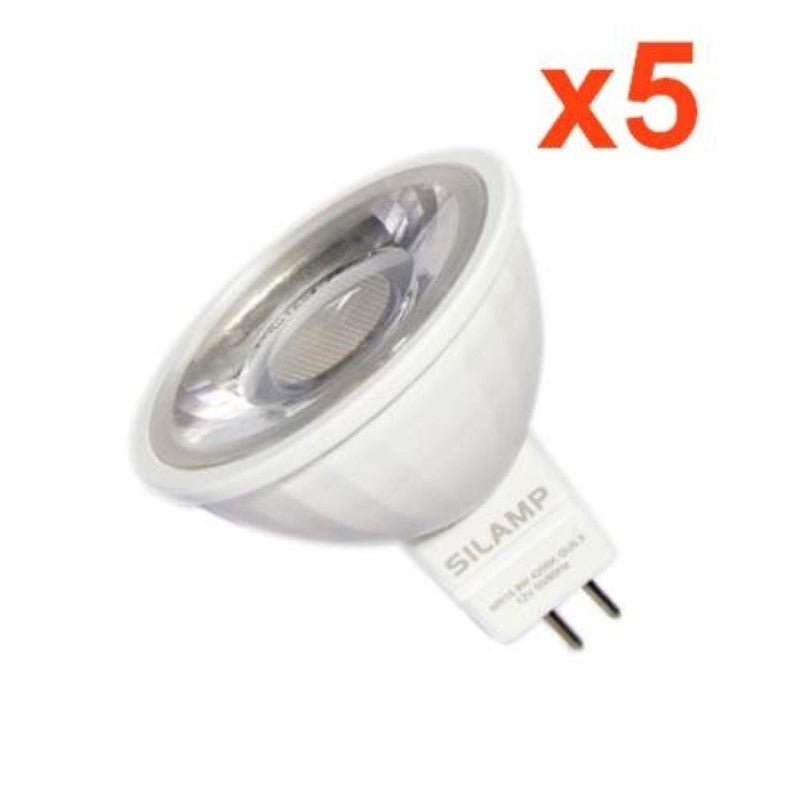 Ampoule LED GU5.3 / MR16 12V 8W SMD 80° (Pack de 5) - Silamp France