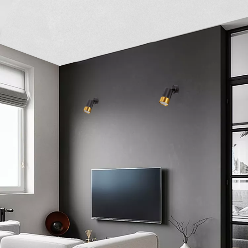 Spot en saillie Orientable NOIR et OR pour Ampoule GU10