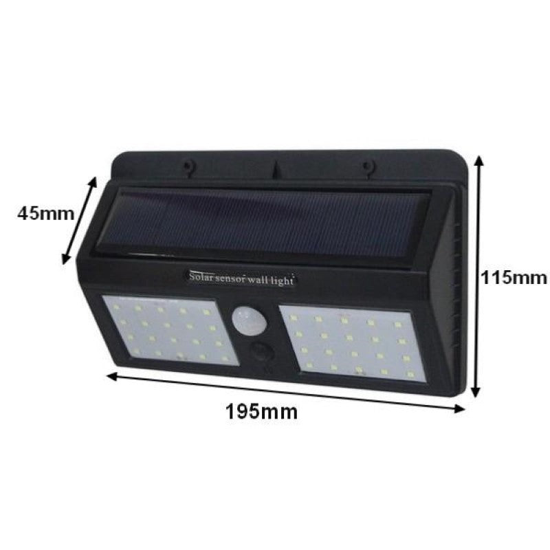 Applique Murale Solaire LED Noire 1.5W IP54 avec Détecteur de Mouvement - Silamp France