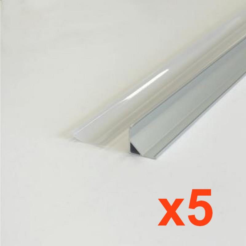 Profilé Aluminium Angle 2m pour Ruban LED Couvercle Blanc Opaque (pack de 5)