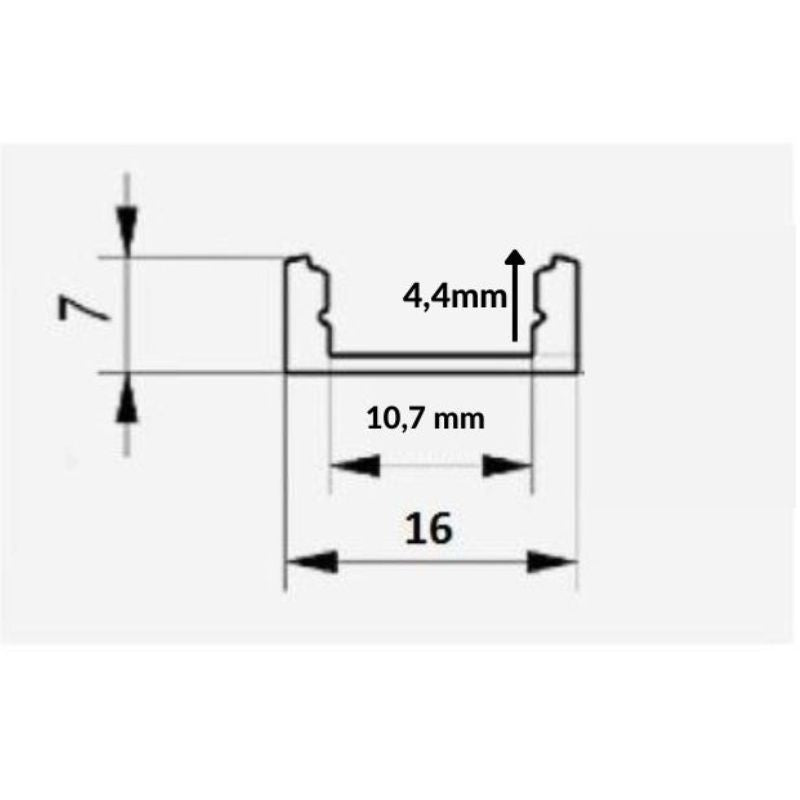 Profilé Aluminium 1m pour Ruban LED avec Couvercle Blanc Opaque