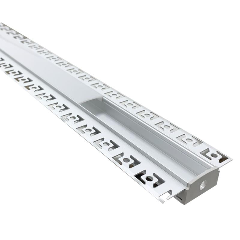 Profilé Aluminium encastré 1m pour Ruban LED Double Couvercle Blanc Opaque