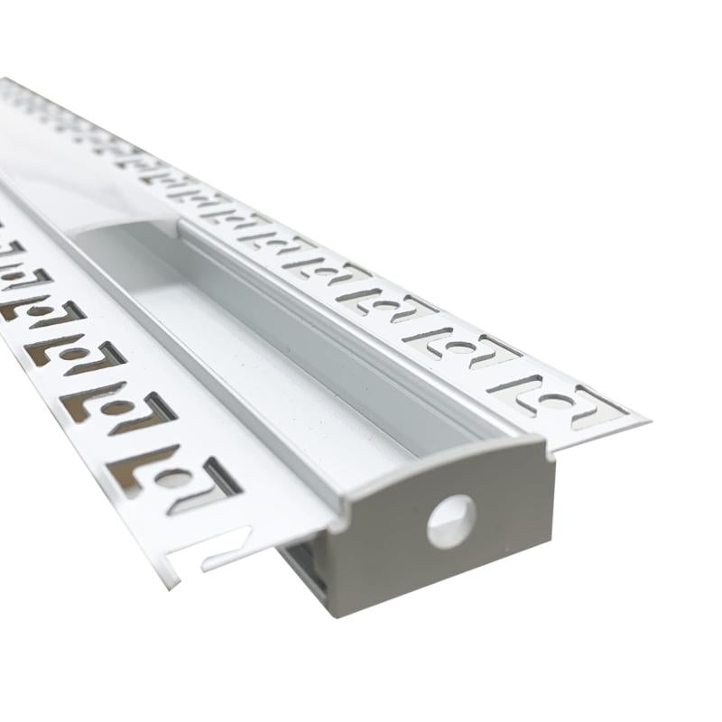 Profilé Aluminium encastré 1m pour Ruban LED Double Couvercle Blanc Opaque