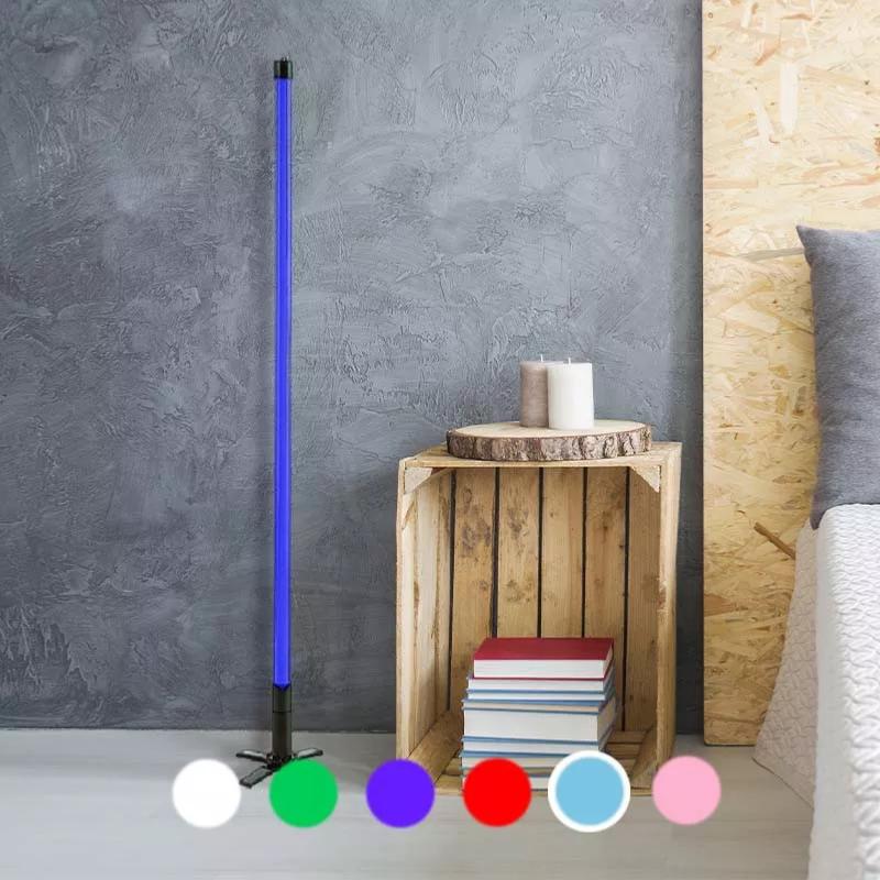 Lampe Tube Néon sur Pied Bleu 134cm