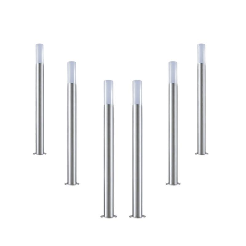 Borne Extérieure 100cm 220V IP65 ARGENT pour Ampoule E27 (Pack de 6)