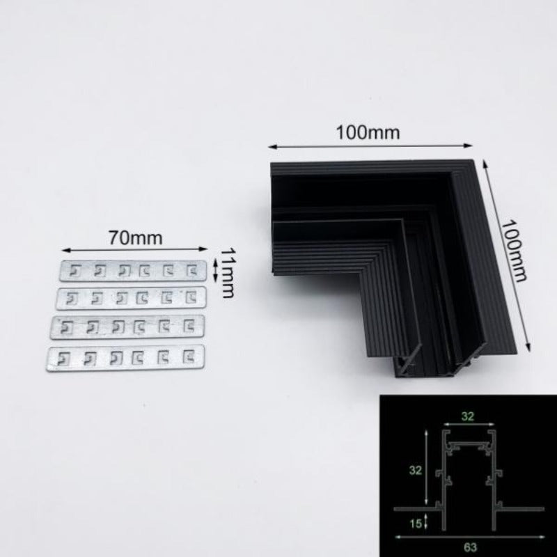 Connecteur Angle 90° pour Rail Magnétique Encastré Noir + Connecteur Souple - Silamp France