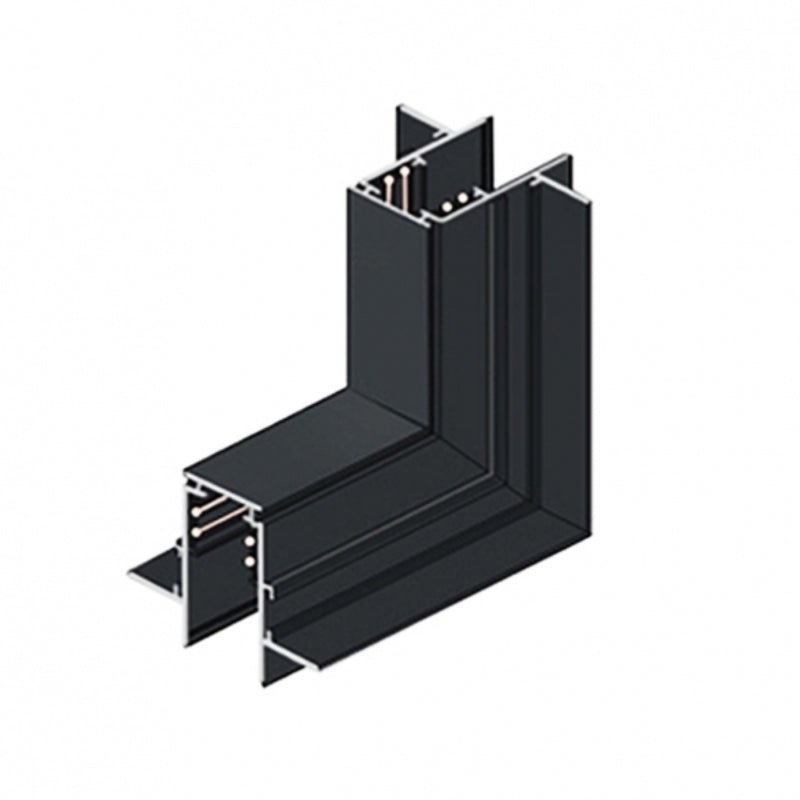 Connecteur Angle Sortant pour Rail Magnétique Encastré Noir + Connecteur Souple - Silamp France