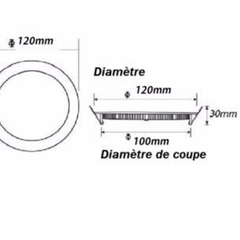 Downlight Dalle LED Extra Plate Ronde ALU 6W (Pack de 10) - Silamp France